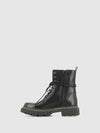 Botins com Fecho em Pele Preta